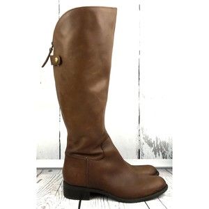 Franco Sarto Knee High Cricket Womens Leather Zip Up Riding Boots Brown Size 6 M